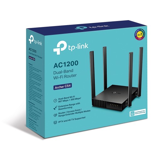TP-Link Archer C54 AC1200 Dual Band 4 Antenna MU-MIMO Beam forming Wi-Fi Router TP-Link Archer C54 AC1200 Dual Band 4 Antenna MU-MIMO Beam forming Wi-Fi Router
