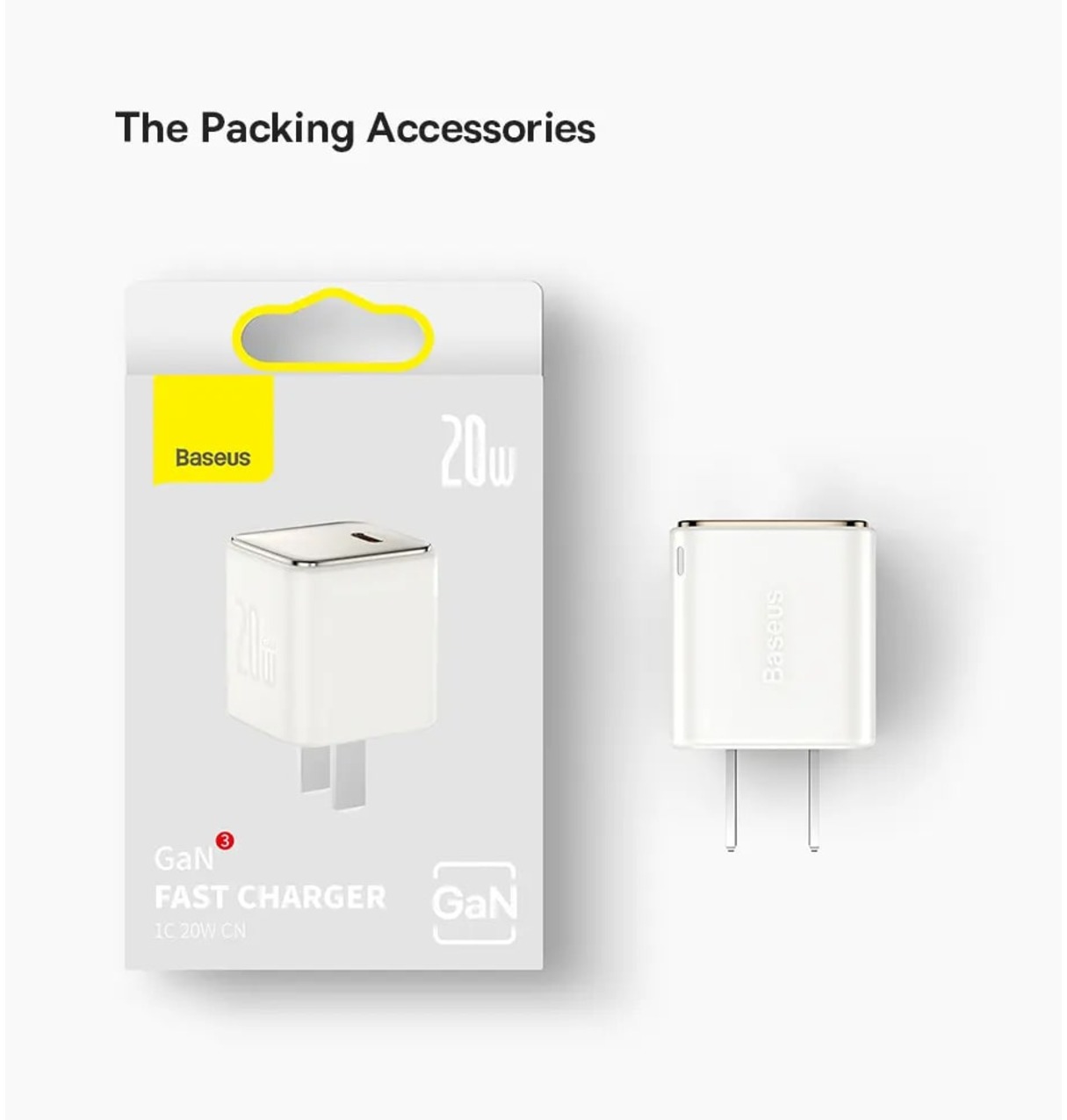 Baseus GaN3 1C 20W CN Fast Charger Adapter White Baseus GaN3 1C 20W CN Fast Charger Adapter White