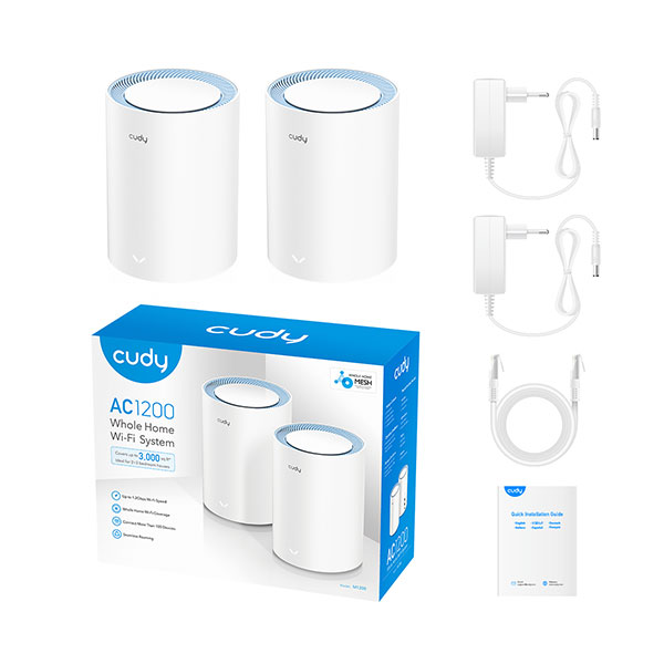 CUDY M1200 Whole Home Mesh Wi-Fi5 System Powerful CPU Router (2 Pack) CUDY M1200 Whole Home Mesh Wi-Fi5 System Powerful CPU Router (2 Pack)