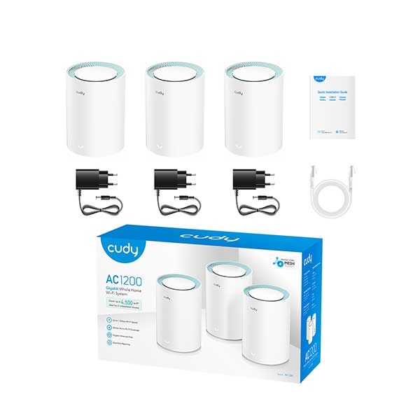 CUDY M1300 3-Pack AC1200 Dual Band Whole Home Wi-Fi Mesh Gigabit Router CUDY M1300 3-Pack AC1200 Dual Band Whole Home Wi-Fi Mesh Gigabit Router