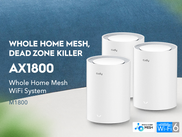 CUDY M1800 3-Pack AX1800 Whole Home Mesh Dual Band Gigabit WiFi Router CUDY M1800 3-Pack AX1800 Whole Home Mesh Dual Band Gigabit WiFi Router