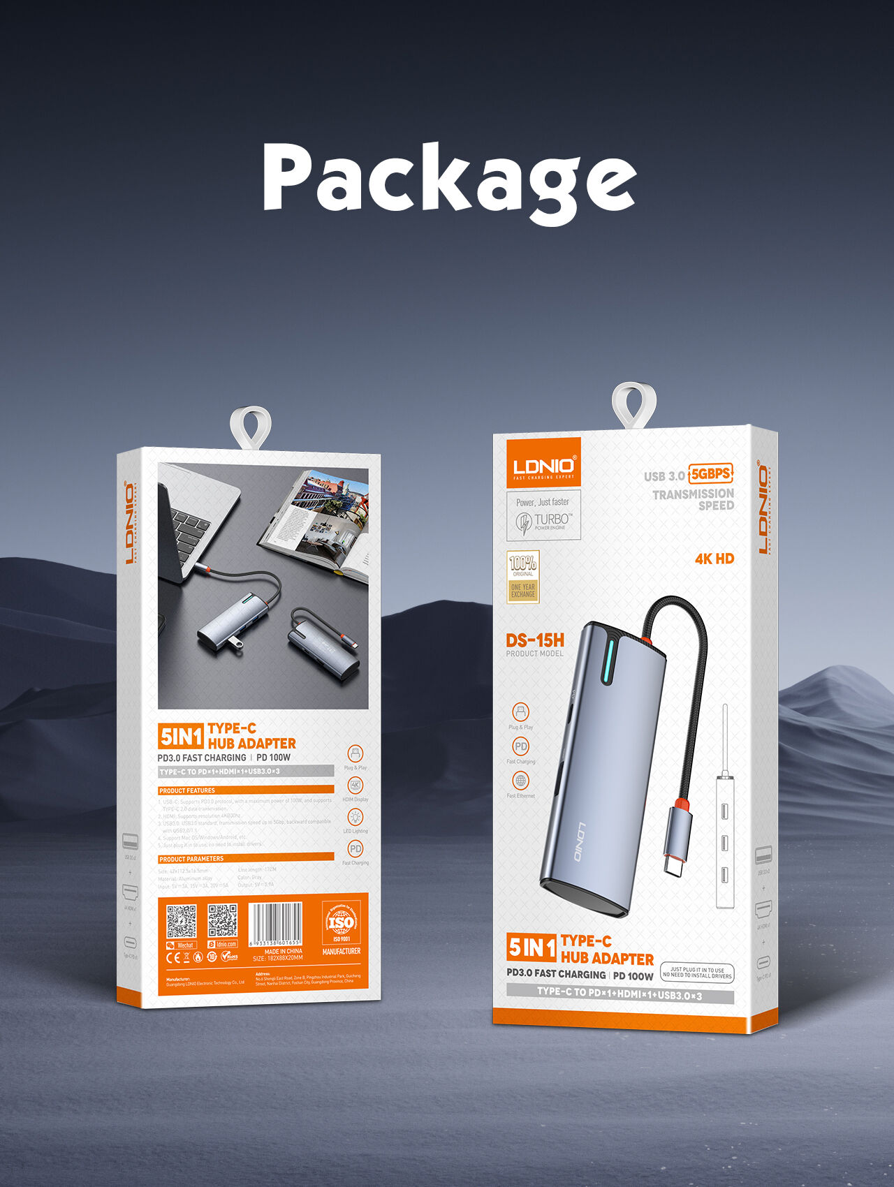 LDNIO DS-15H PD100W 5 in 1 Port USB C 3.0 Hub With 4k HDMI LDNIO DS-15H PD100W 5 in 1 Port USB C 3.0 Hub With 4k HDMI