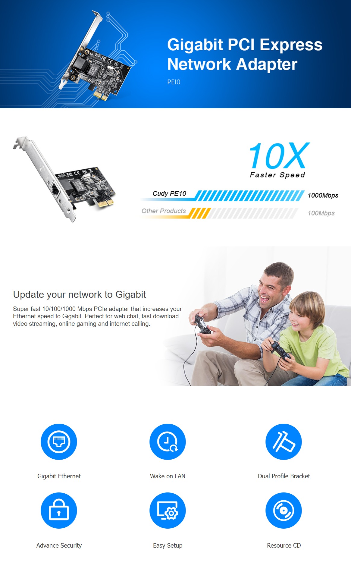 CUDY PE10 Gigabit PCI Express Network Adapter CUDY PE10 Gigabit PCI Express Network Adapter